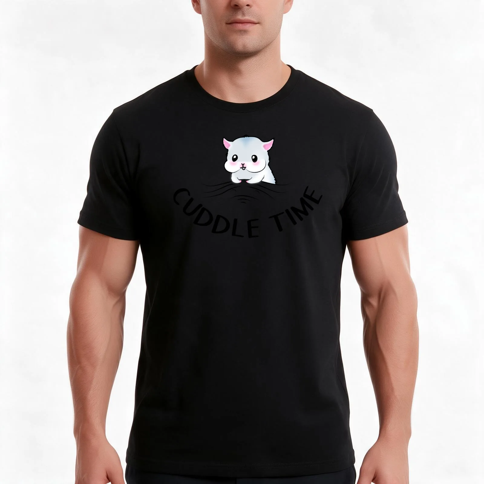 Cuddle Time A Super Cute Hamster T-Shirt, Summer Casual Cotton Tee, Oversized Streetwear Tops, Vintage Graphic Print