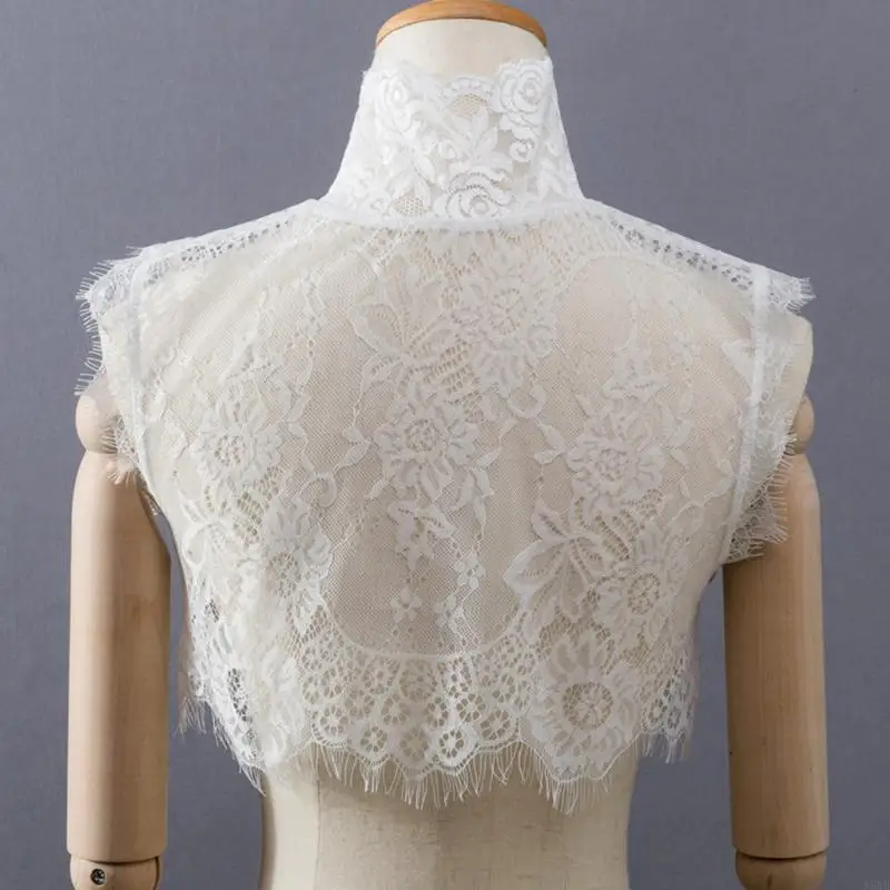 N5KB Collar Falso Falso Bordado Bordado Ruff Mini Coloque Collar para Mujeres Estilo elegante