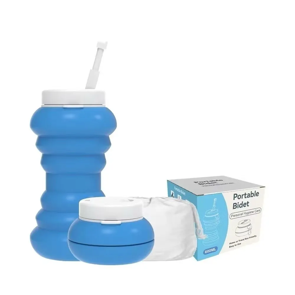600ml Large Capacity Portable Bidet Spray Collapsible Portable Foldable Female Washer Irrigator Manual Operation Reusable