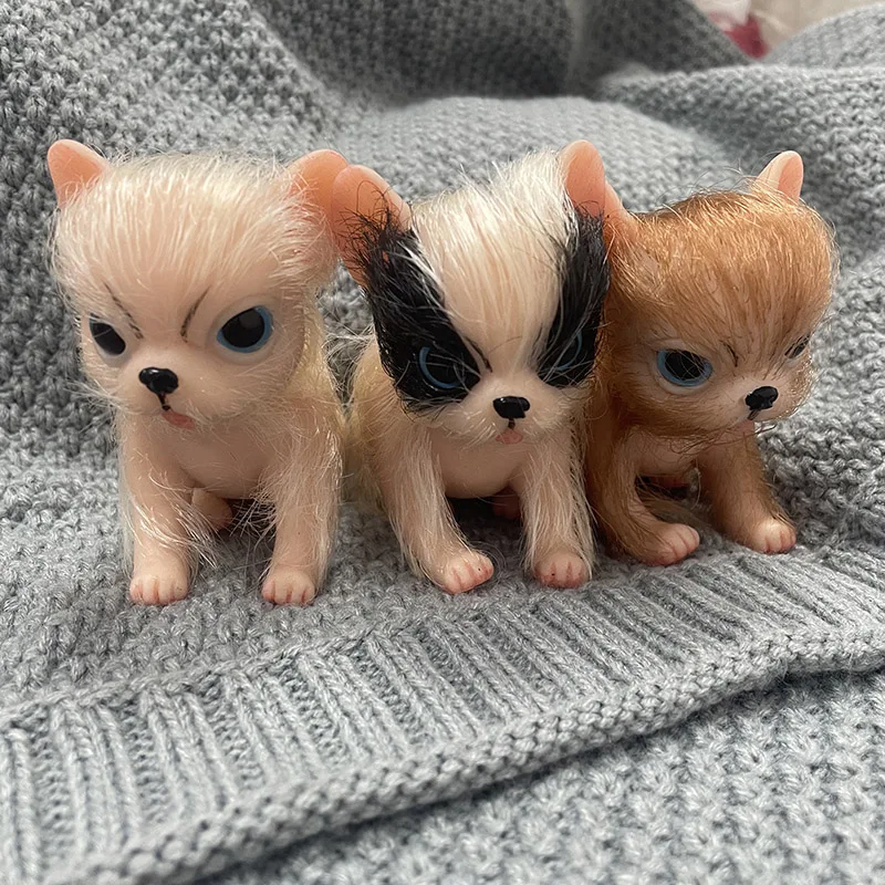5Inch Full Body Silicone Cute Mini Animals Chihuahua Dog Dolls Lifelike Newborn Bebe Dogs Toy Gift for Kids