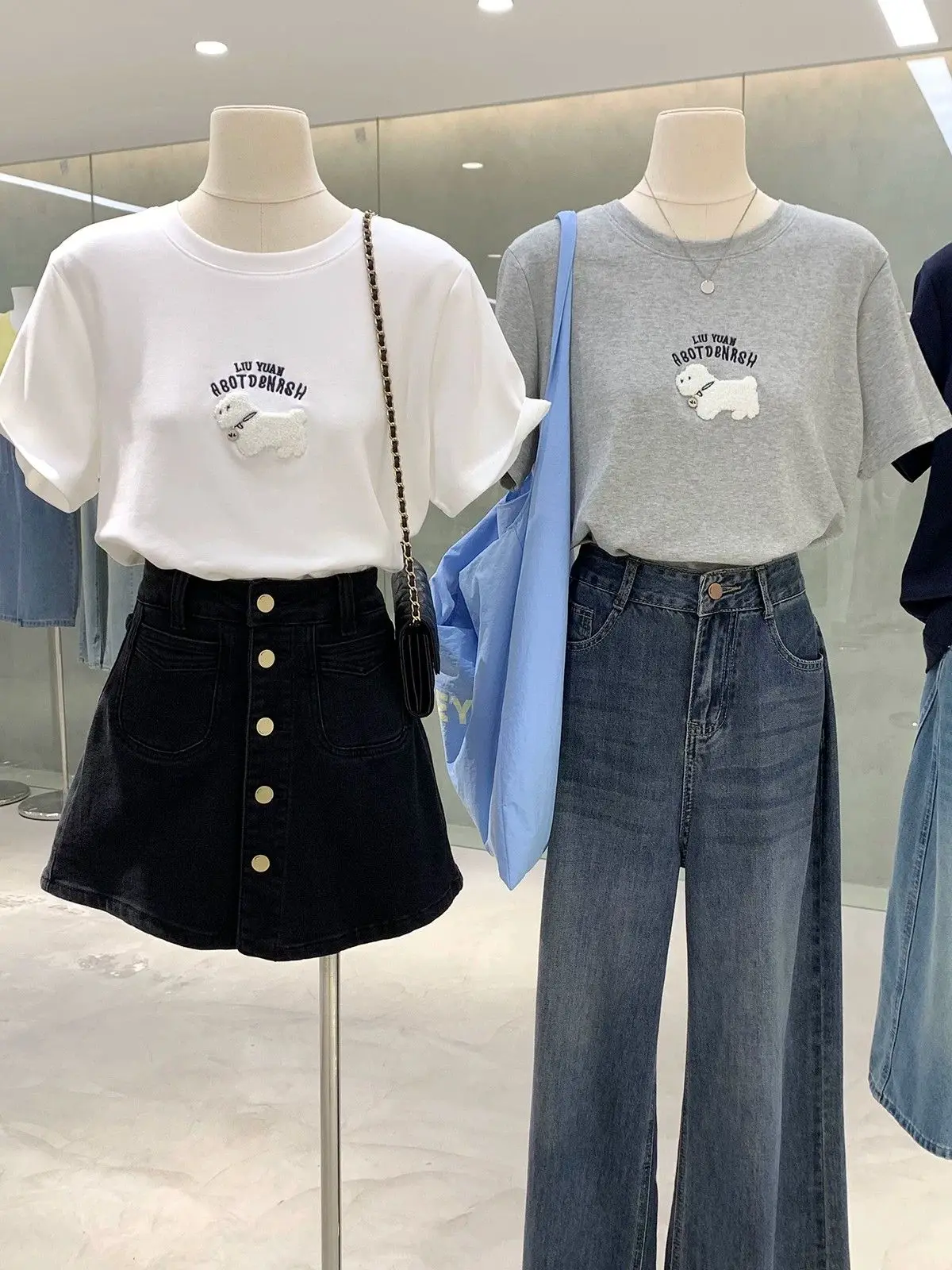 

Loose Large Size Summer T-Shirt Women's Short Sleeve Towel Embroidery Anti-Aging Cartoon Half Sleeve Shirt Korean Style Commute