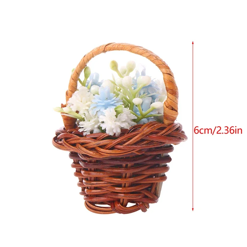 1Set 1:12 Dollhouse Miniature Woven Flower Basket Hand Basket Storage Basket Kids Pretend Play Toy Doll House Accessories