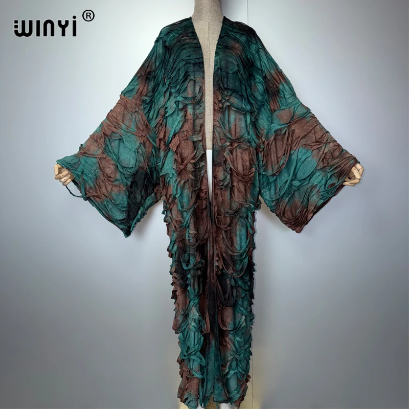 

WINYI Women's Tie-Dye Kimono Cardigan Summer Elegant Bikini Cover-Up Beach Swimsuit Outfit Fashion Kaftan Dress