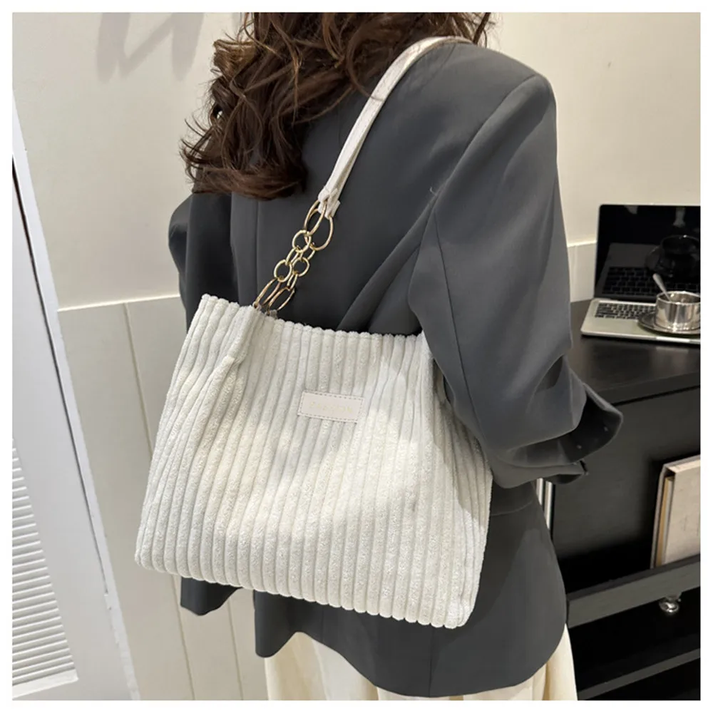 Corduroy Shoulder Bags for Women\'s 2024 New Fashion Korean Large Female Handbags Cotton Cloth Shopper Bags Ladies Tote Shopper