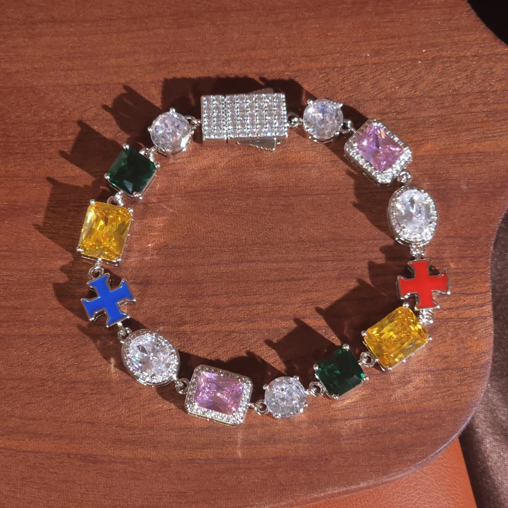 

Mix Colour Bracelet Cubic Zirconia Hiphop Extravagant Accessory Fashion Item Eternity Gift For Men Women