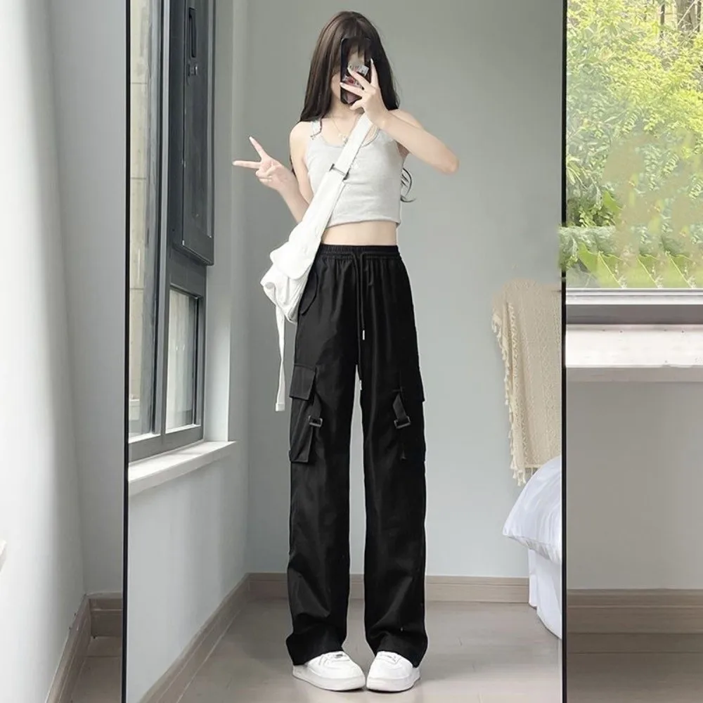 

Ins Style Large Pocket Baggy Cargo Pants Street Style American Vintage Wide Leg Sweatpants Oversized Y2K Women Trousers Women