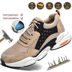 Men's summer mesh breathable protection anti-smash anti-puncture steel toe work shoes safety boots lightweight safety shoes