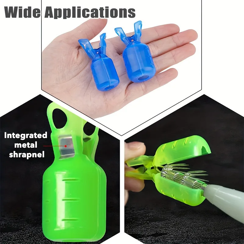 20pcs Squid Jig Hook Protector Covers Fishing Hook Sleeves with Buckle Tail Cap Sea Fishing Accessories Plastic Sheath Set