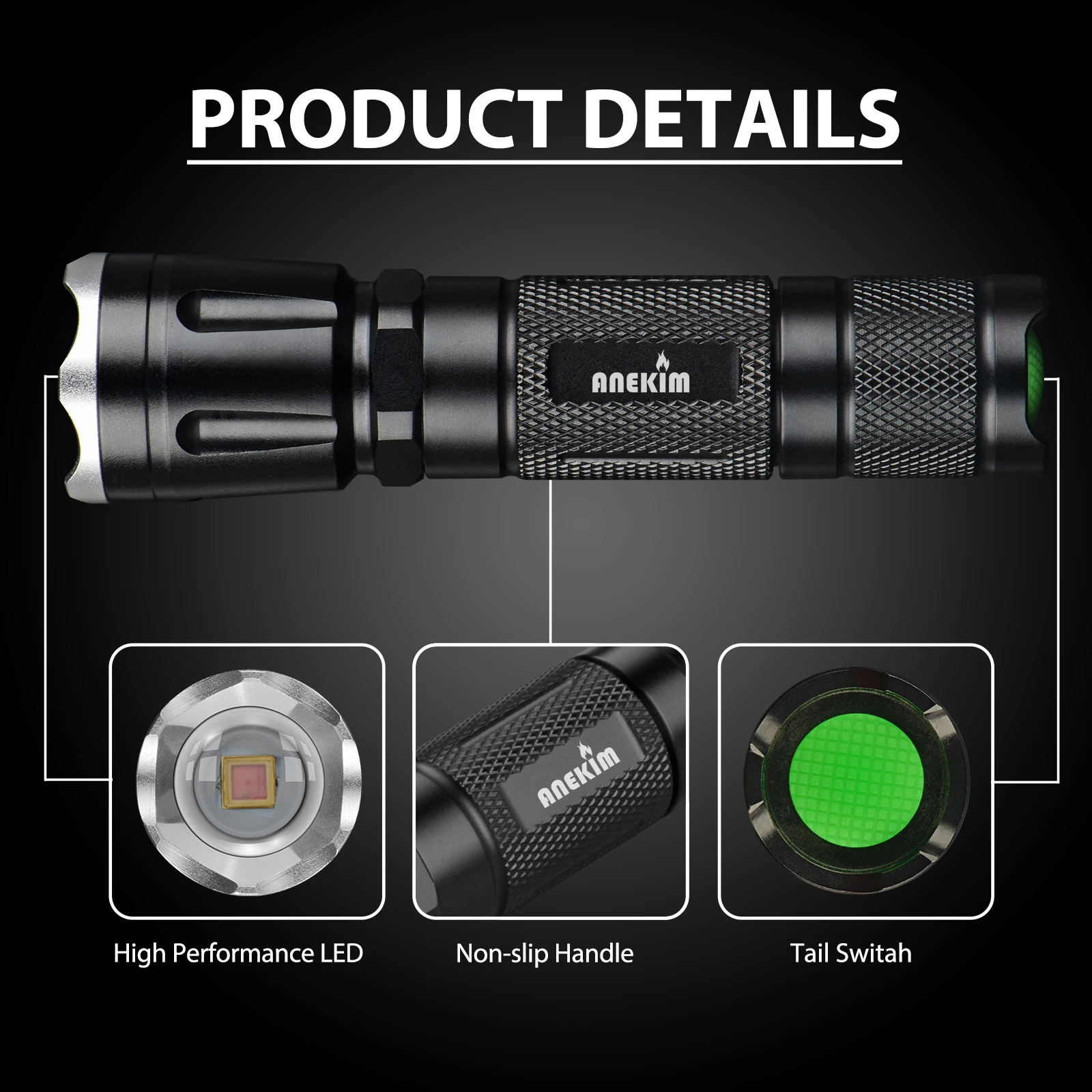 ANEKIM VSCEL 850/940nm X Infrared Flashlight, Single Mode Zoomable Waterproof IP67, Night Vision Device Hunting Handheld Torch