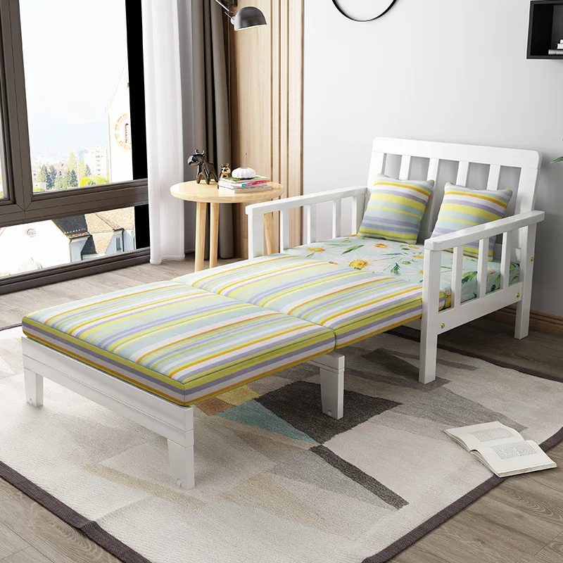 Simple small apartment solid wood sofa bed household folding living room multi-functional dual-purpose office balcony