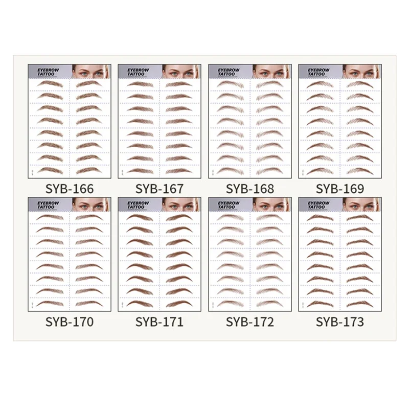 40pair/5sets Hair-liked Eyebrow Tattoo Sticker 6D Hair Simulated Eye Brows Brown Multi Shape Easy Makeup Long Lasting Waterproof