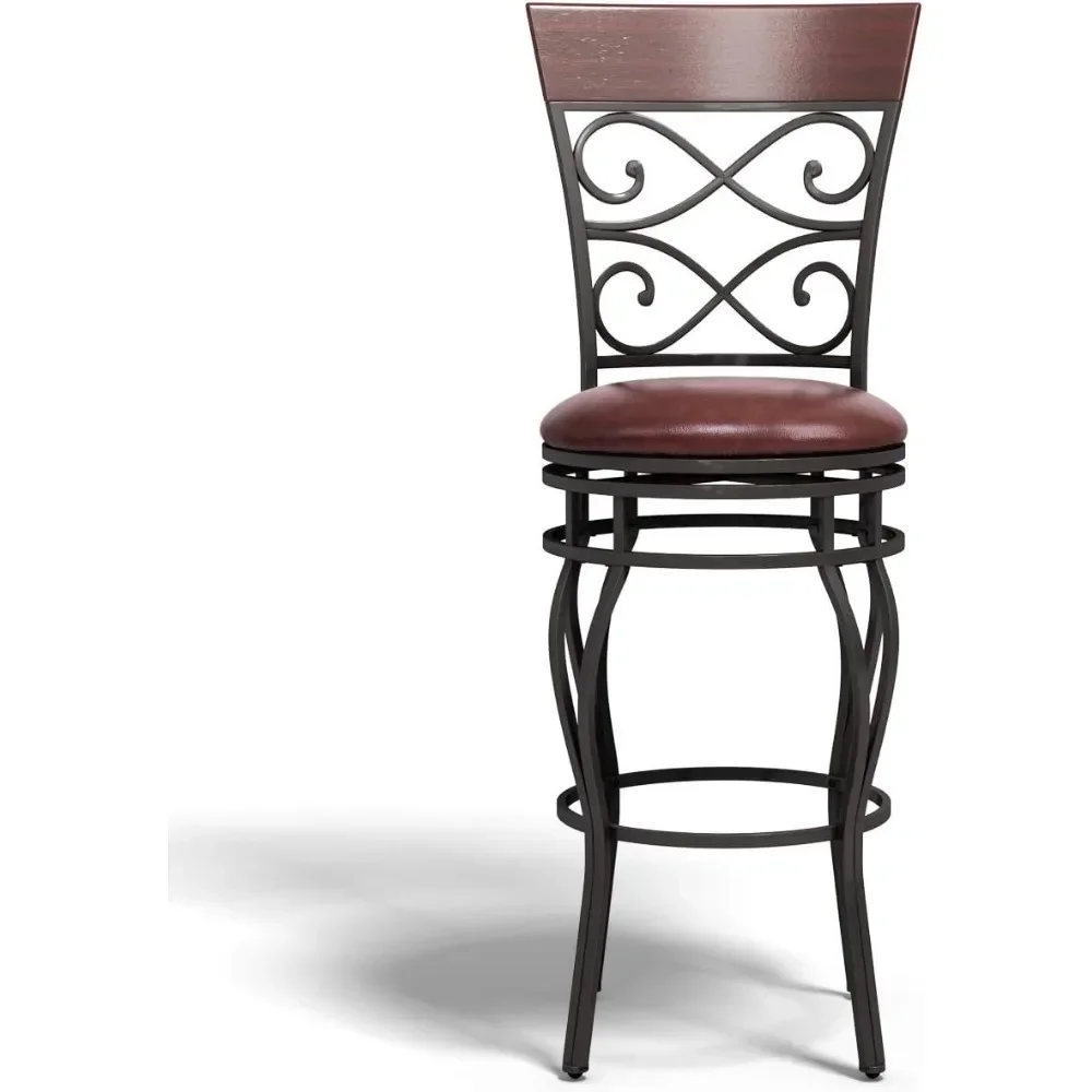 

ad Bar Stools Set of 4, 360 Degree Swivel, 30" Bar Height Bar stools, with Leather Padded Seat Bistro Dining Kitchen Pub