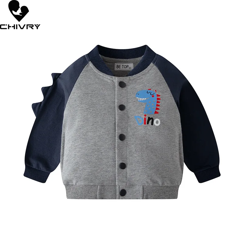 

Baby Boys Spring Autumn Fashion Jacket New 2023 Kids Children's Cute Cartoon Dinosaur Raglan Sleeve Zipper Coat Baseball Jackets