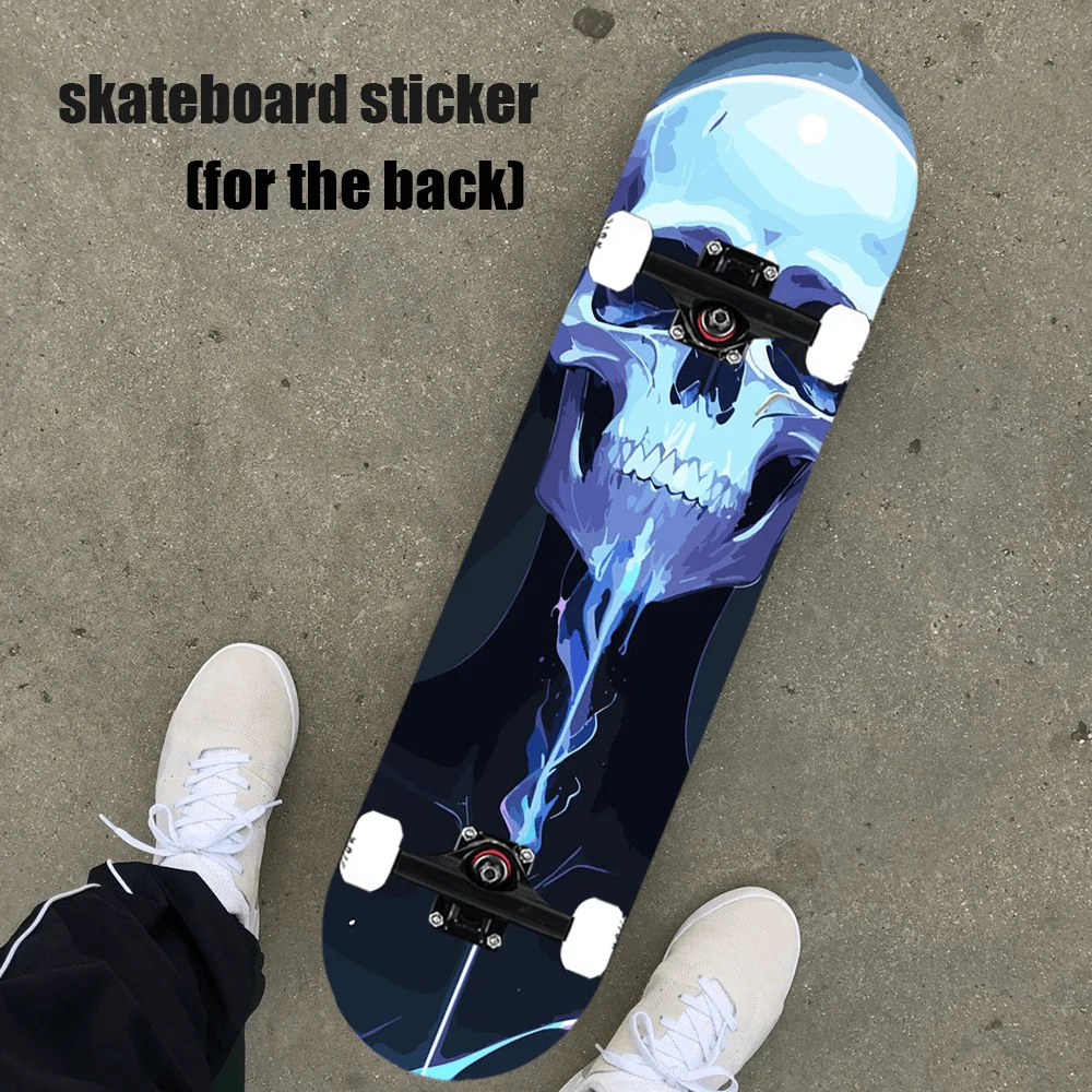 

1 9 × 33 inch Street Trend Cool Skull Image Skateboard Back Sticker - Self-Adhesive PVC Decorative Sticker for Skateboard