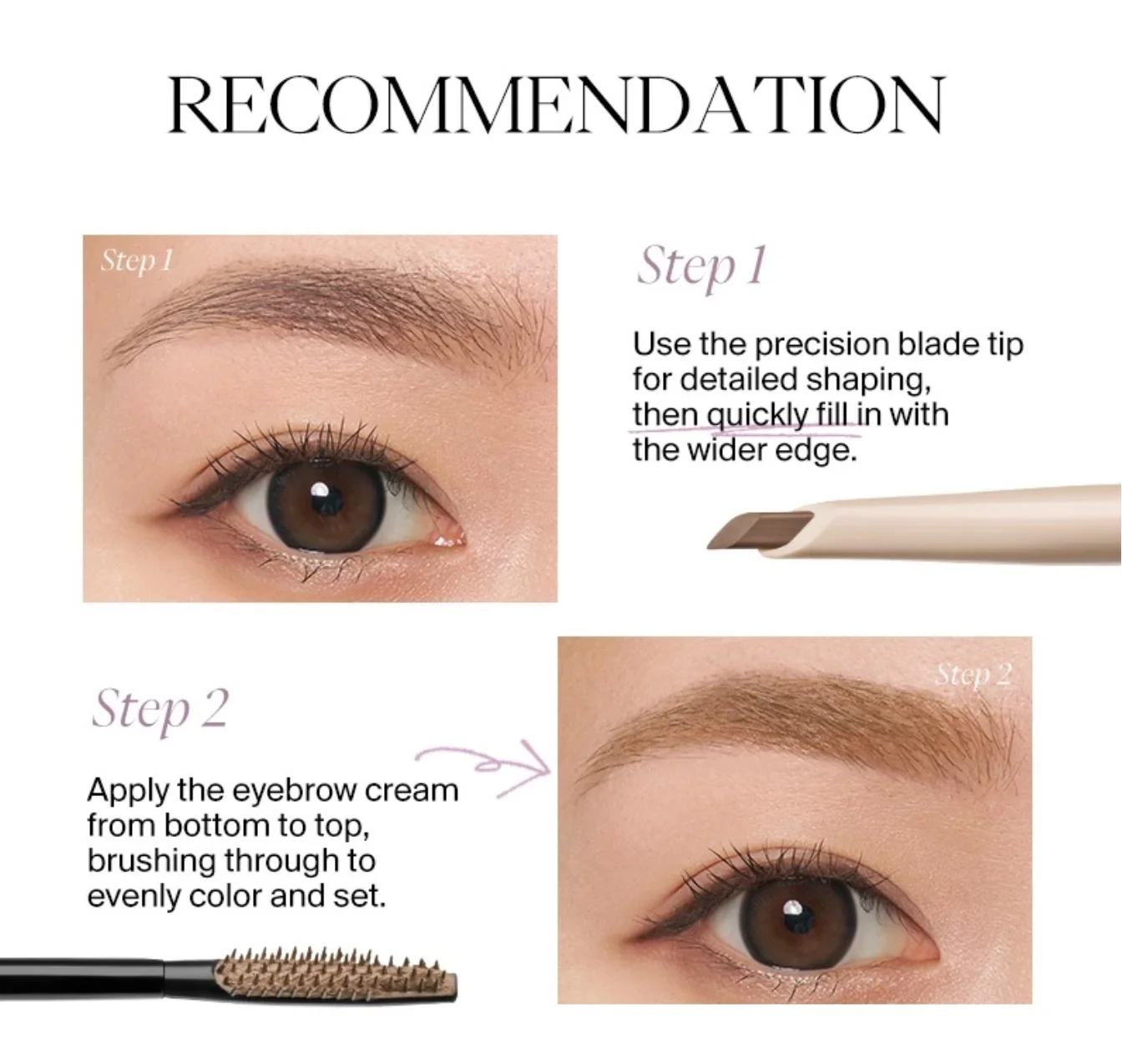 JOOCYEE Eyebrow Pencil Dual-Ended Eyebrow Pencil & Cream 2-In-1 Waterproof Long-lasting Defining Non-Caking 2in1 eye makeup