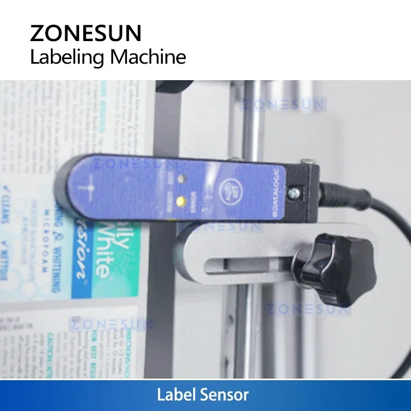 ZONESUN Etichettatrice automatica per bottiglie rotonde a 2 lati Etichettatrice sopra e inferiore Etichettatrice avvolgente ZS-TB120
