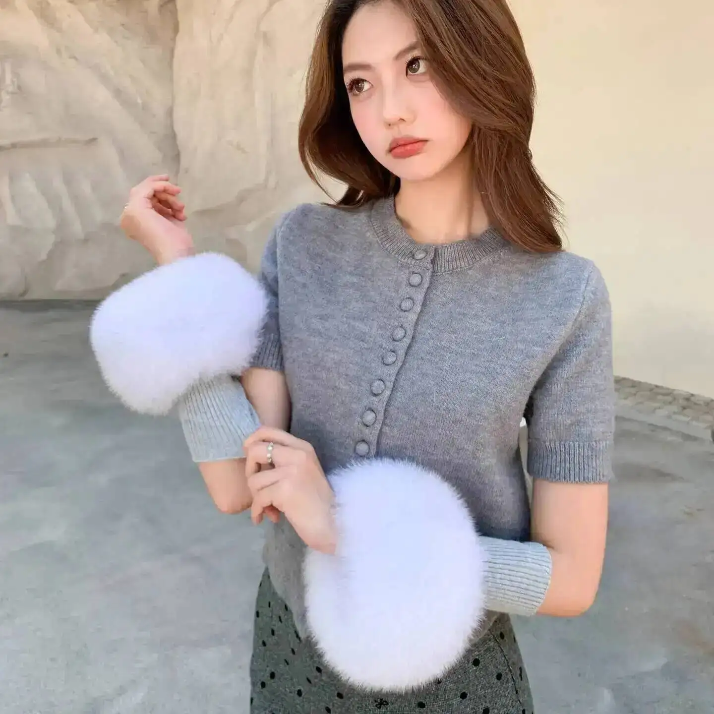 Manicotti in Vera Pelliccia di Volpe per Donna, Accessori Invernali di Lusso, Caldi e Autentici, Regalo di Moda
