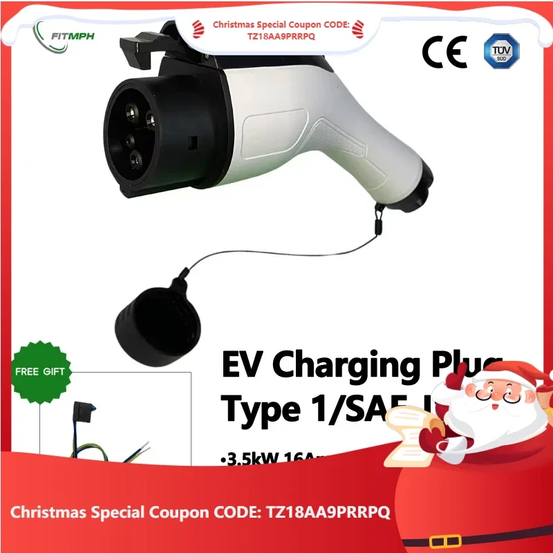 FITMPH J1772 EV Charger Plug, enabling Type 1 Level1 and Level2 Charging, Pre installed resistor replacement Cable Nozzle Type1