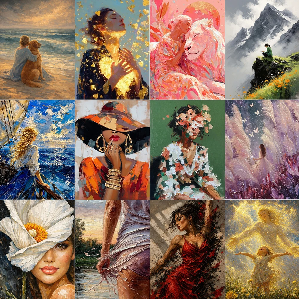 Unframed Canvas Printing Painting Flower Beauty Girl Wall Art Poster Modern Living Room Bedroom Kitchen Home Decor Gifts