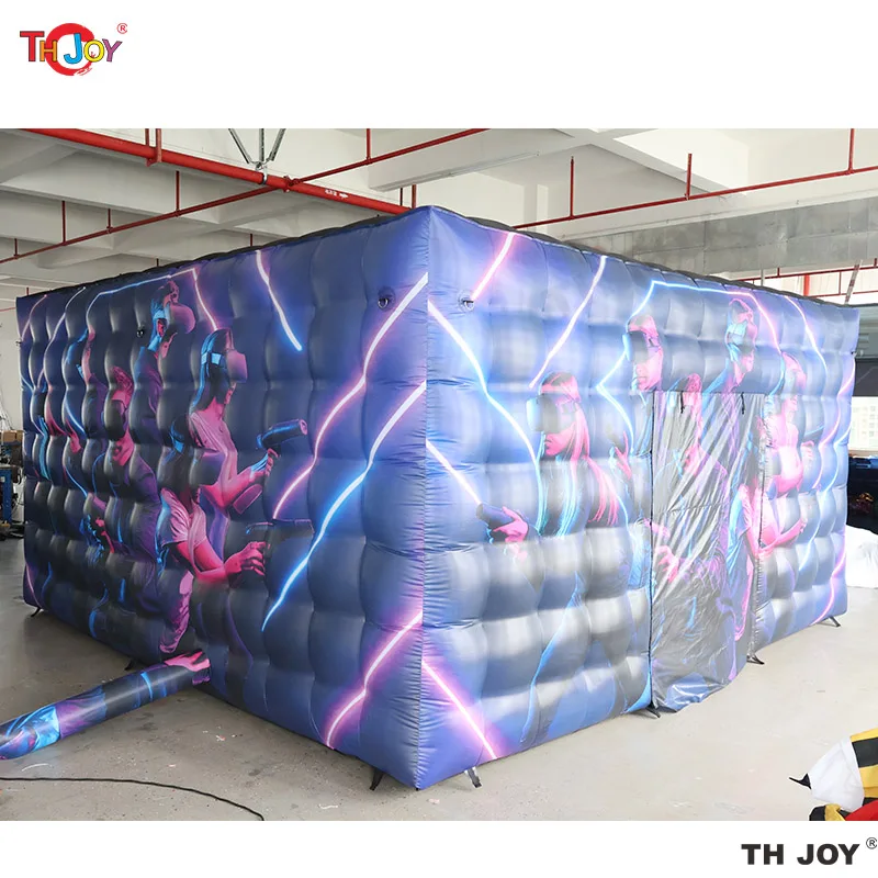 تصميم جديد 6x6m نفخ علامة الليزر كشك IPS لعبة اللعب خيمة مكعب للبيع