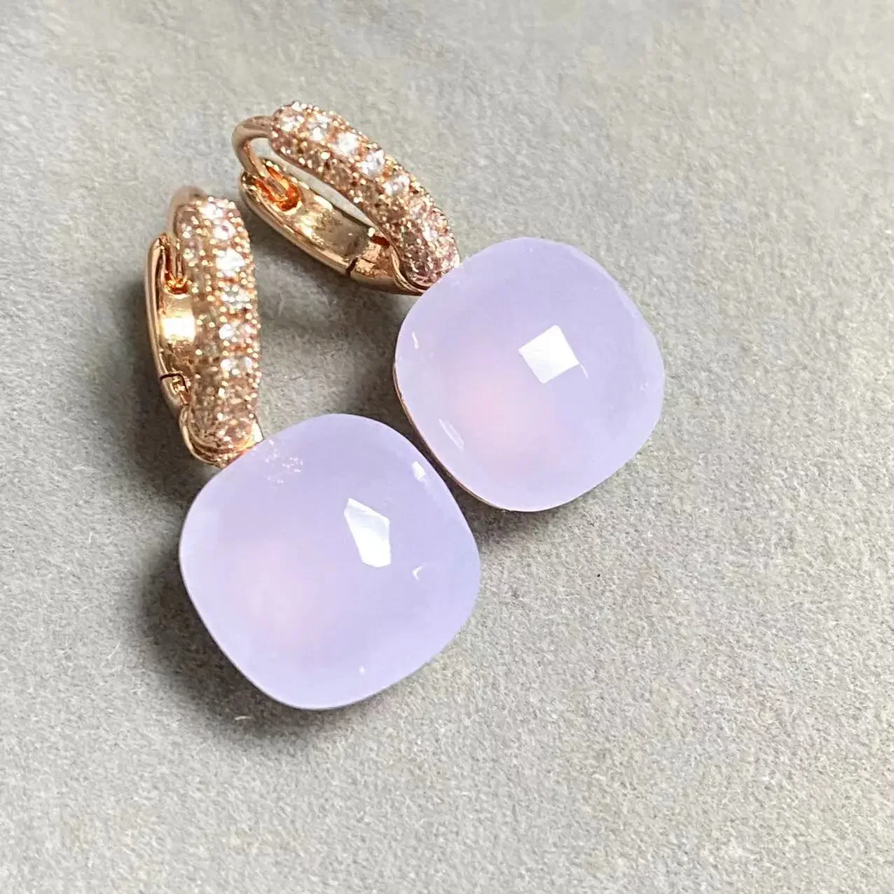 12.6mm Flat Candy Color Earrings Inlay Zircon Blue Topaz Crystal Drop Earrings for Women Fashion Jewelry Gift Trendy Party