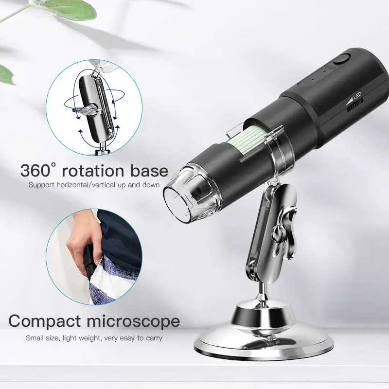 Microscopio cutaneo wireless WiFi analizzatore automatico dei peli del cuoio capelluto del follicolo a doppia luce Rilevatore intelligente del cuoio capelluto AI