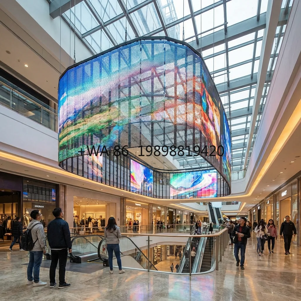 

OEM Indoor P3.91-7.81 Wall Mounted Transparent LED Metal Screen for Shopping Mall Advertising with Animation & Text