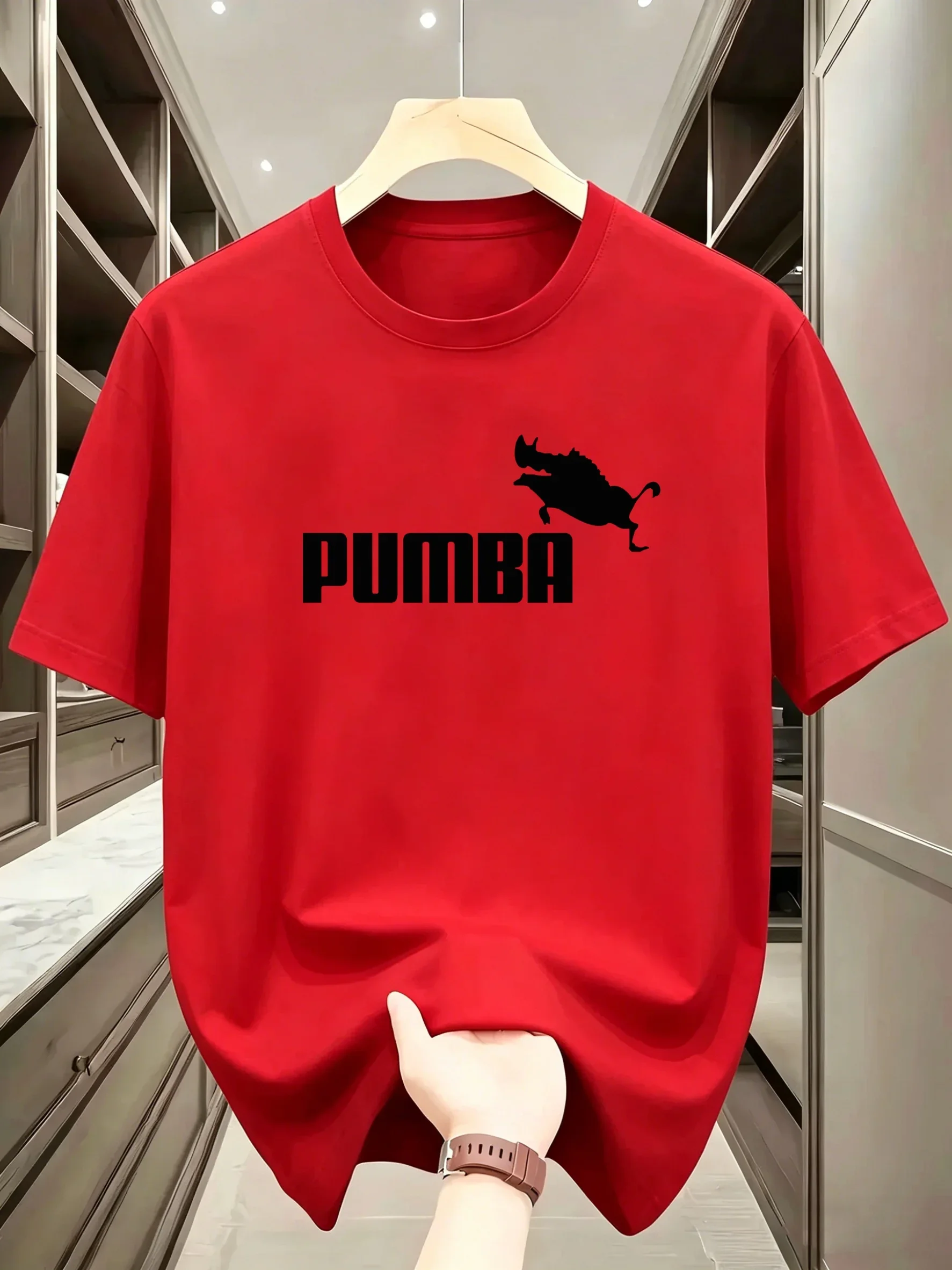 Summer Men's Casual T-shirt Joke The Pumba Printed T-shirt Lightweight, Breathable, Fun Pattern Men's Sports Quick Drying Tops