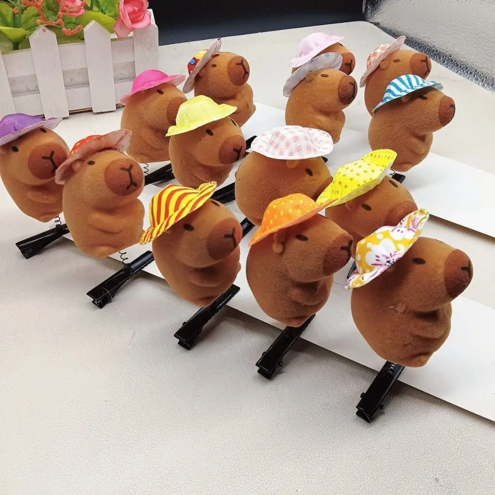 10pcs Fashion Kawaii Capybara Hair Clip 3D Animal Plush Hairpin Funny Style Duckbill Clips Gifts