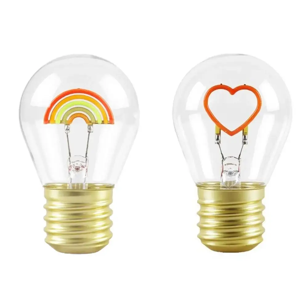 Cœur/arc-en-ciel forme Edison ampoule Usb filament 5v E40 lampe ampoules rechargeables créatives nuit enfants décoration portative
