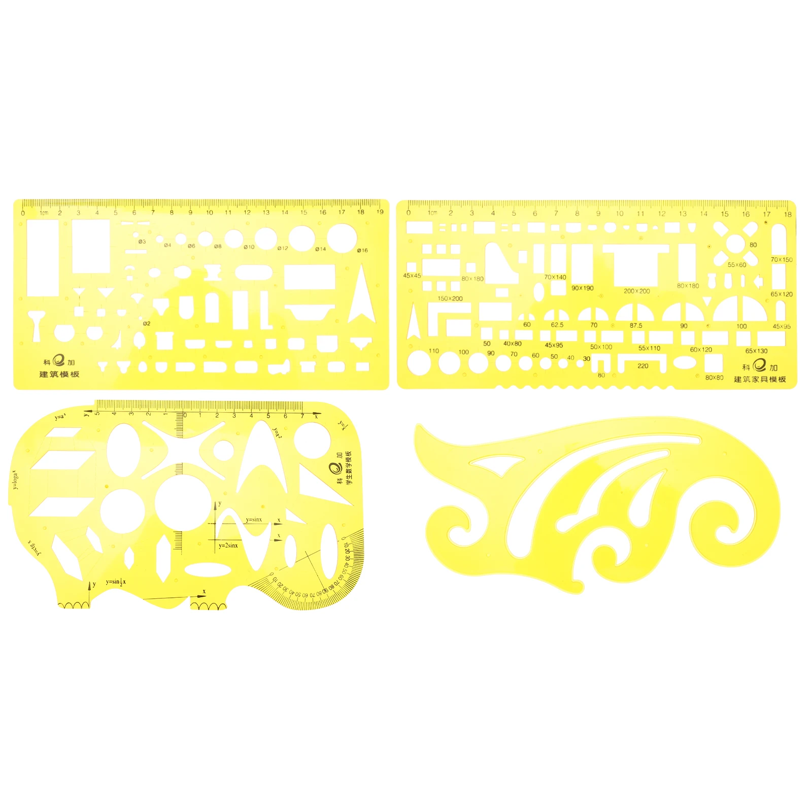 

4pcs Geometric Painting Templates Technical Drawing Supplies Hollow Rulers for Architecture Civil Engineering Measuring Drafting