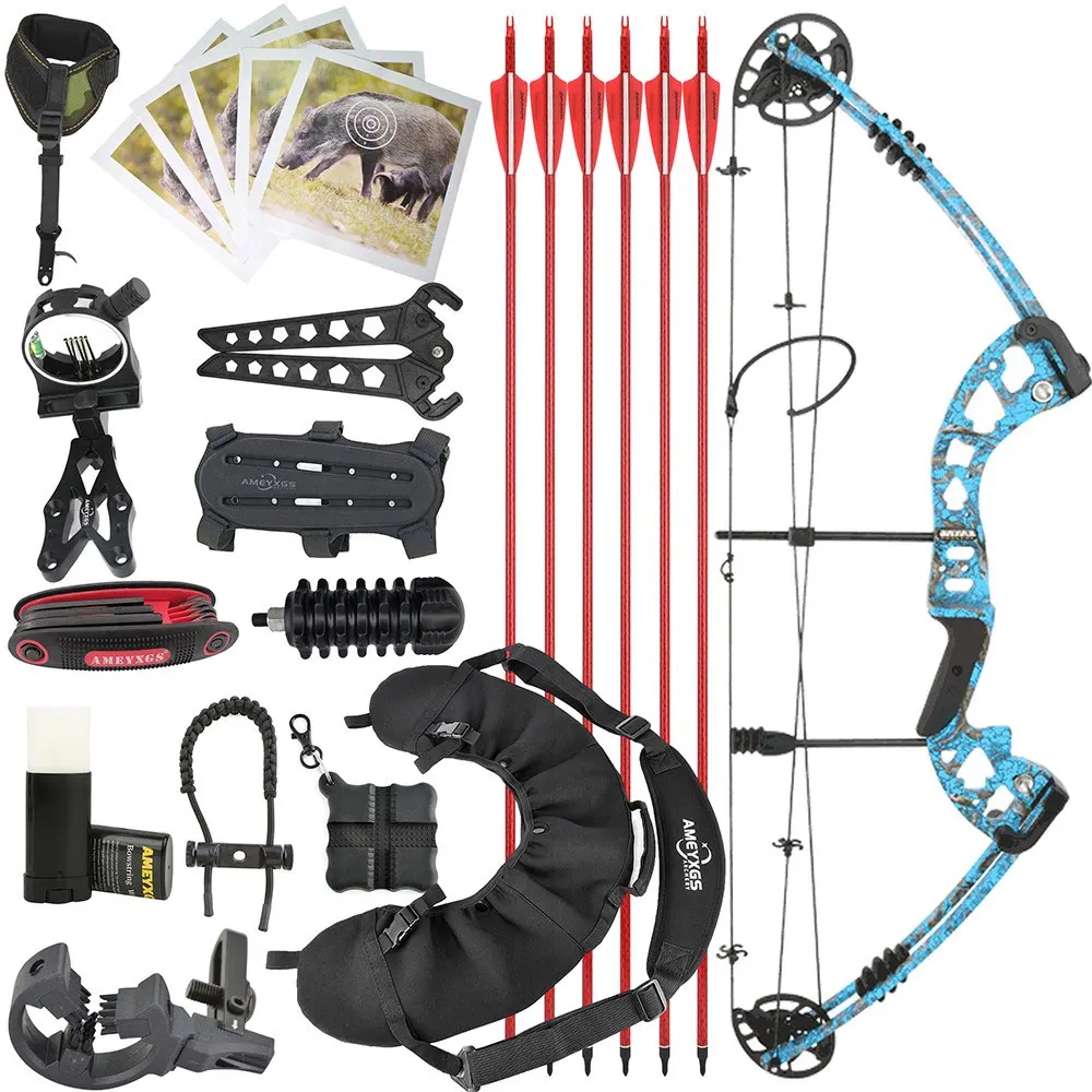 

30-55lbs Compound Bow Arrow Set Adjustable Let off 70% Right Hand Axle-axle 34inch Archery 310FPS Hunting Shooting Bow Accessory