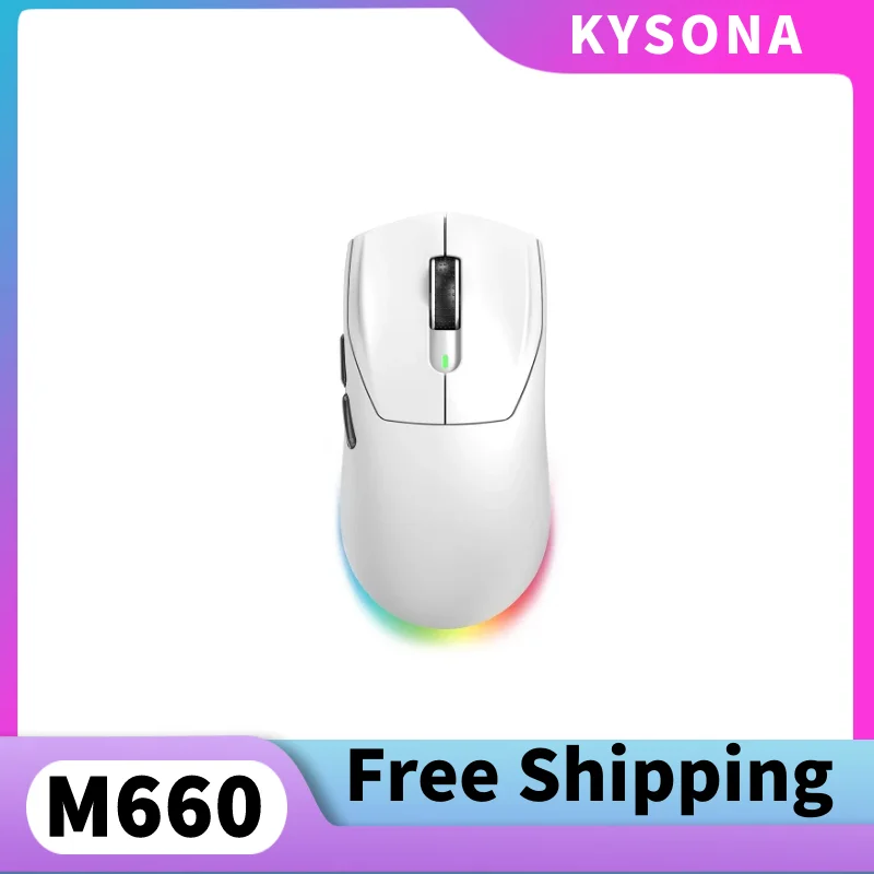 

KYSONA M6601 кГц Беспроводная трехрежимная легкая офисная мышь PAW3311 24 точек на дюйм RGB-подсветка Проводная игровая мышь с низкой задержкой