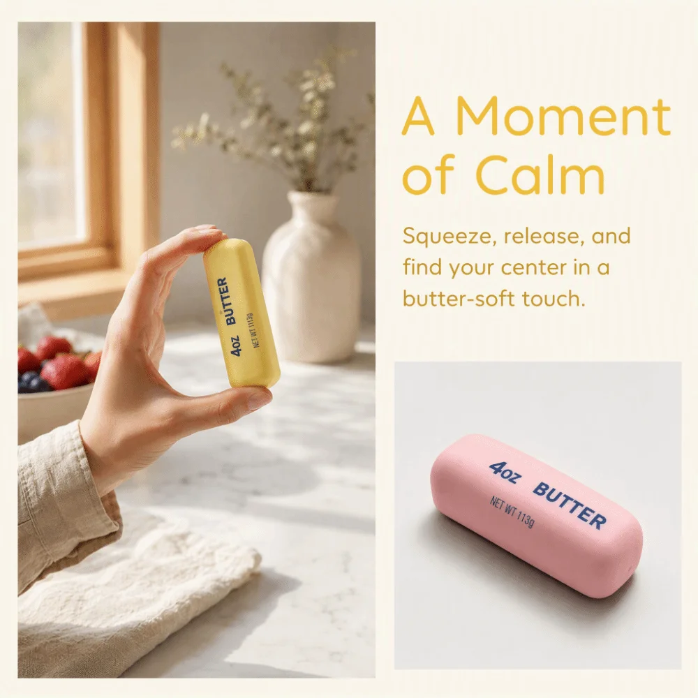 Wax Coating Butter Stick Squishy Sensory Fidget Finger Relax Crunchy Butter Stick Sound Crispy 8cm Butter Bar Student