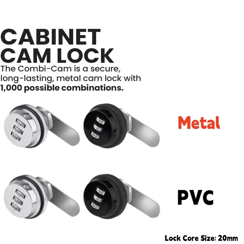 

Combination Cabinet Lock Black/Silver 20mm Lock Core Password Locks Security Home Automation Cam Lock for Mailbox Cabinet Door