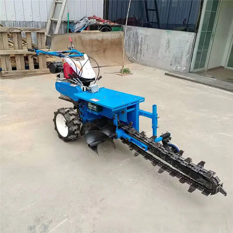 Walk Behind Chain Trencher Mini Ditch Digger Machine for Tea Tree Plantation Deep Fertilizer Grooving Construction