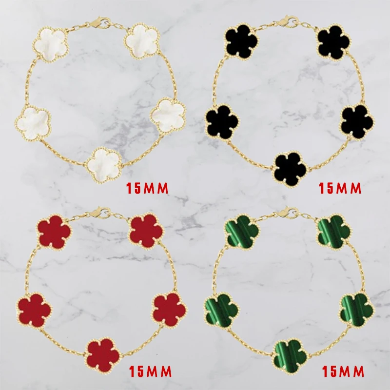 2024 Hot sale in Europe Lucky Clover five Leaf Bracelet for Women Classic Fashion Fine Jewelry Luxury Brand