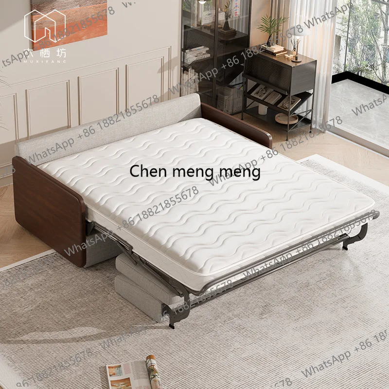 Flip sofa bed with mattress type folding small apartment with solid wood that can sleep for a long time