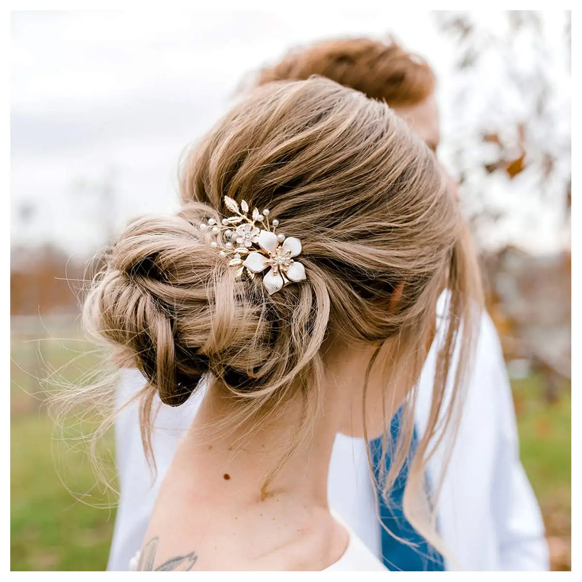 1pc Pearl Gold Leaf Bridal Hair Clip Elegant Flower Barrettes for Wedding Party Prom Updo Hair Piece for Women Bride Accessory