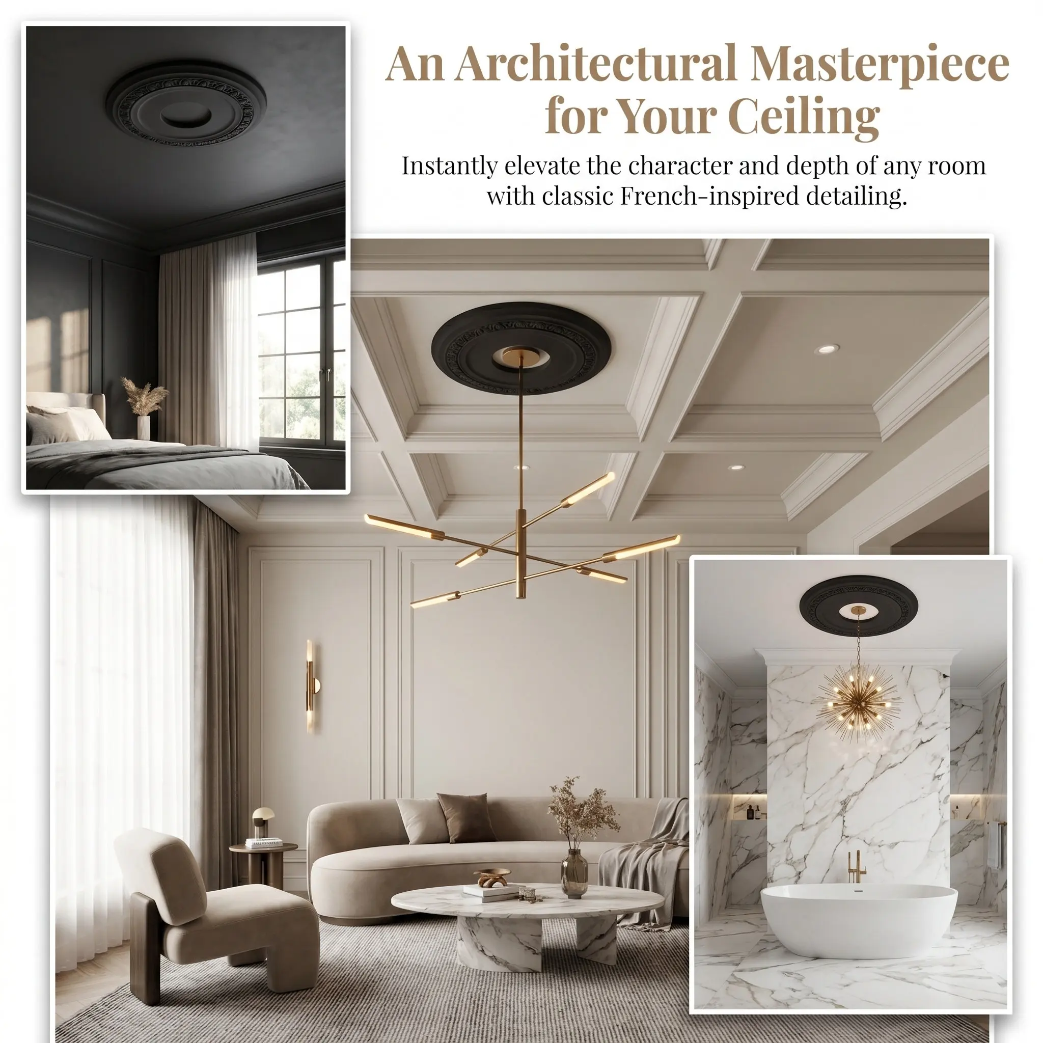 แผ่นตกแต่งเพดานสไตล์ยุโรป ลวดล - Decor Lighting Fans บทวิจารณ์และราคา