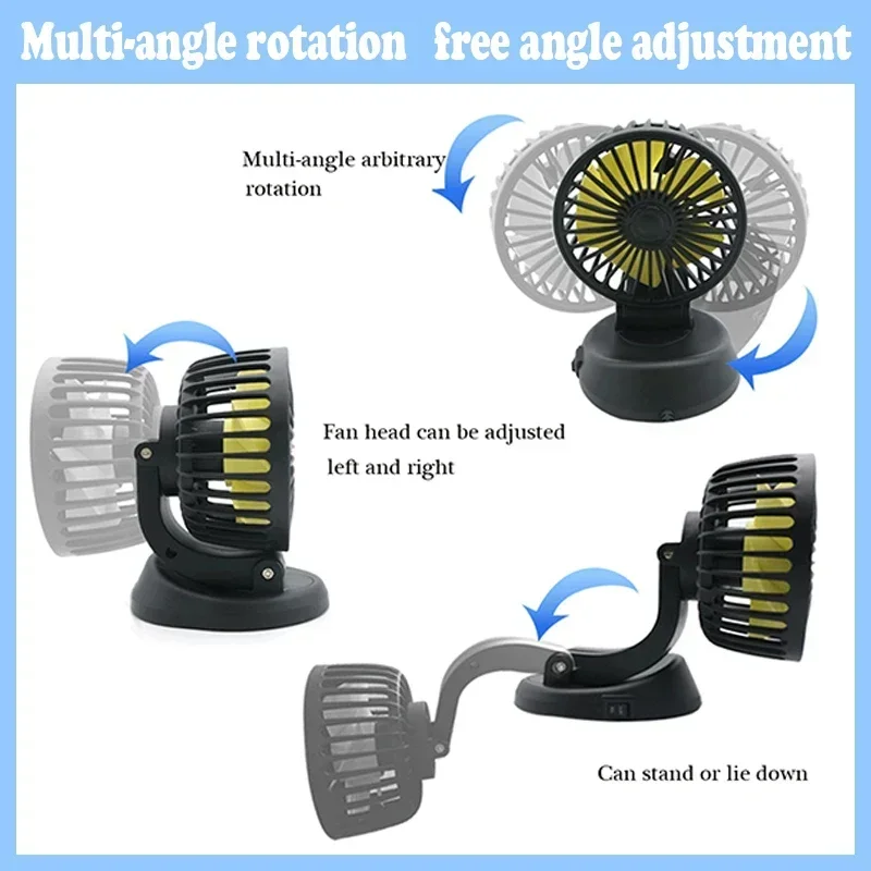 EAFC  Mini Car Air Cooling Single Head Fan 5V USB Powered 360 Degree Omni-directional Rotating Air Cooling Fan Accessories
