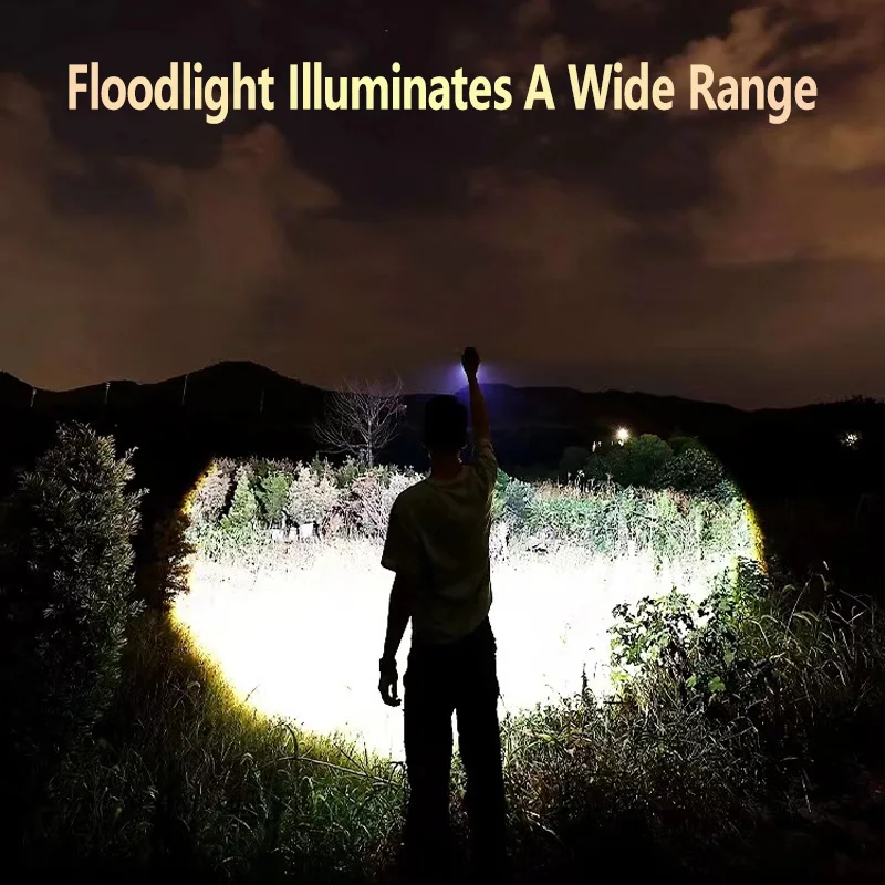 Super Bright Tactical Flashlight Outdoor Multifuncti Light Long Range Rechargeable Portable Zoom White Laser Through The Sky Gun