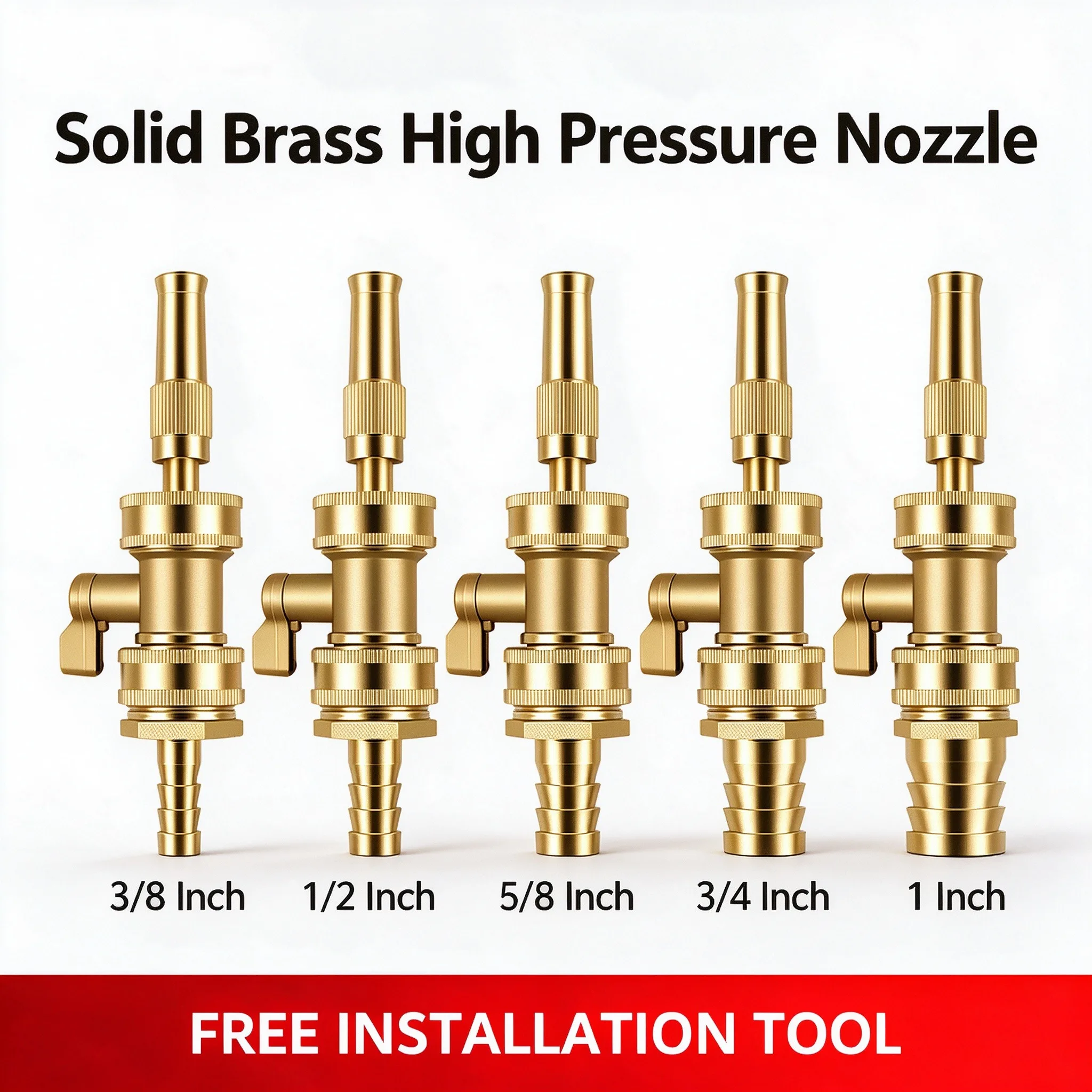 High Pressure Solid Brass Adjustable Water Nozzle 1/2