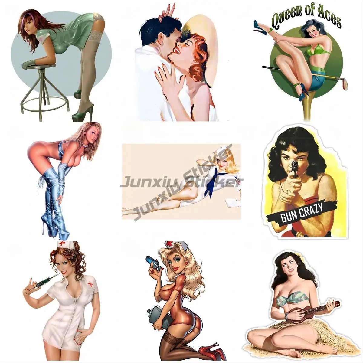 

Car Sticker Graphics Naughty Nurse Pin Up Girl Decal Off-road Window Trunk Stickers Waterproof Car Accessories