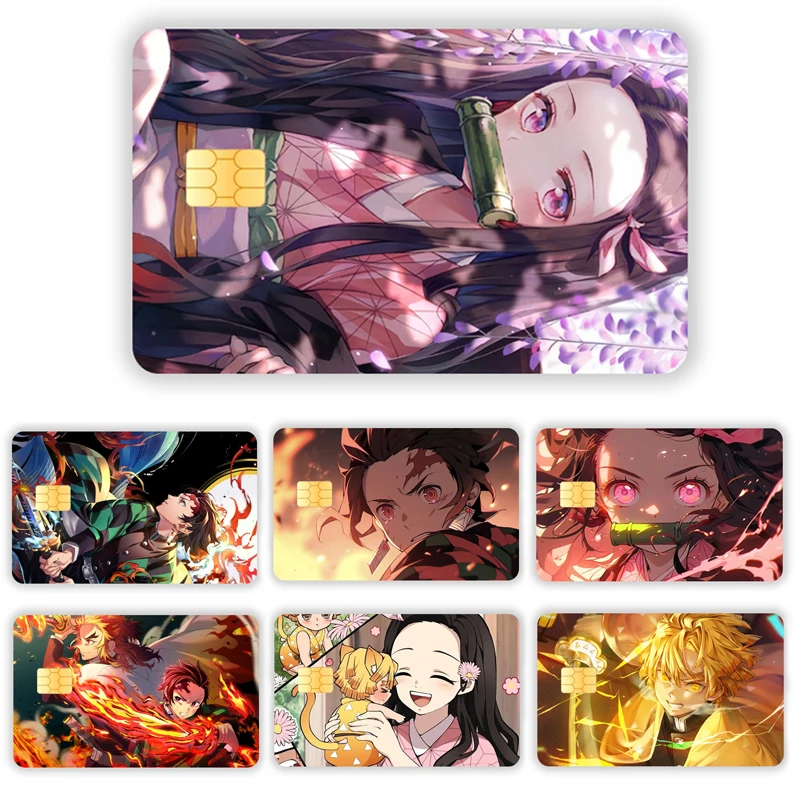 Demon Slayer's Blade Credit Chip Card Cartoon Handsome Creativity Waterproof Stickers Stickers Big and Small Chip Sticker