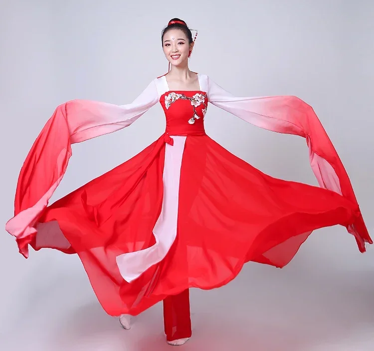 Chinese Stijl Hanfu Klassieke Danskostuums Dames Nieuwe Stijl Danskostuums Mouw Danskostuum