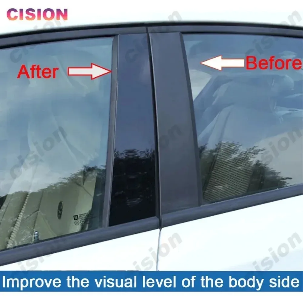 Glossy Black Mirror Effect Car Door Window Center B C Pillar Post Middle Column Cover Trim Sticker For Honda Stepwgn RP G5 15-21