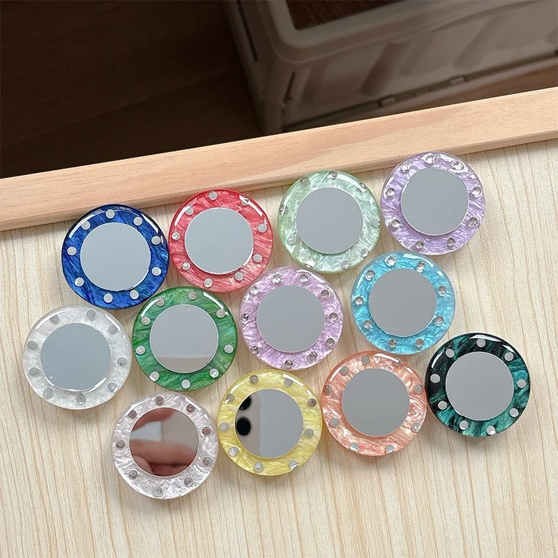 

Circle Diamond Mirror Mobile Phone Finger Ring Mobile Phone Stand Holder For iPhone 17 Xiaomi Huawei Phone Holder Accessories