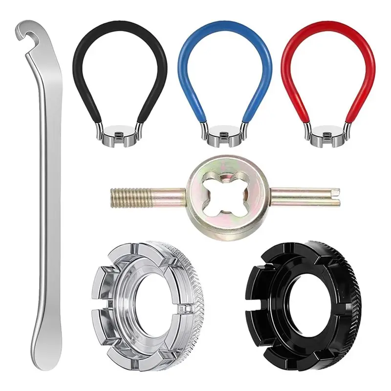 

Y67A-Steel Bike Tire Repair Tools With Tire Lever, 7 PCS Bicycle Spoke Wrench Kit For Wheel Tension Adjustment