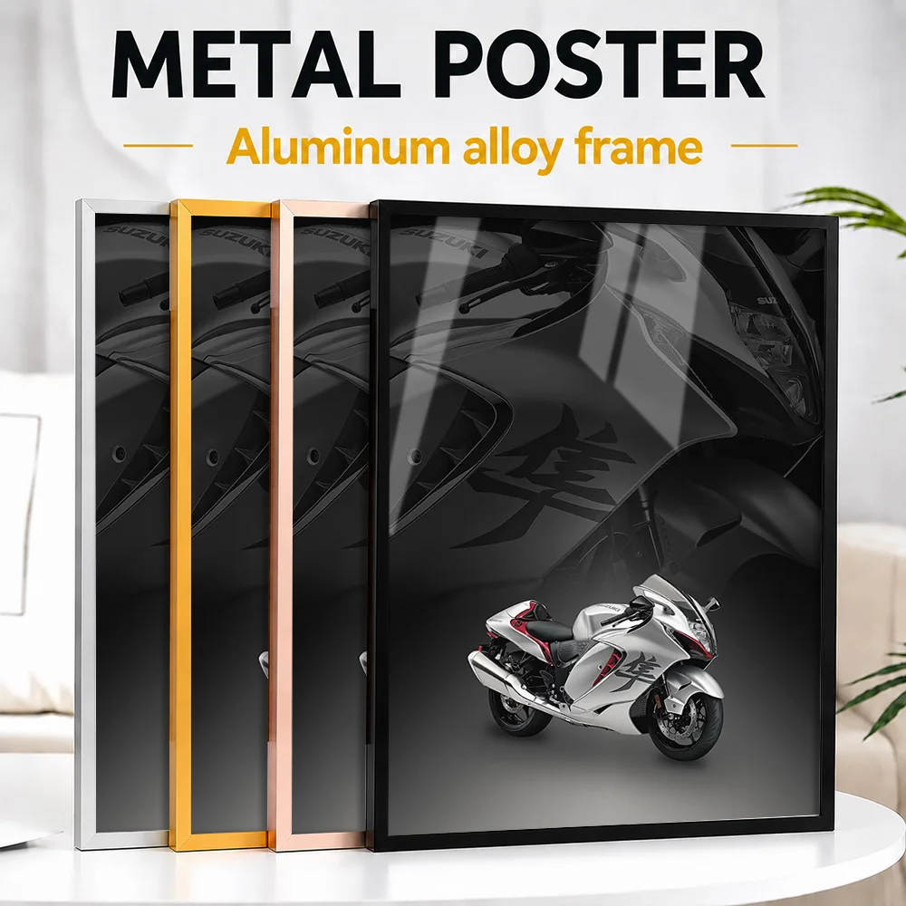 Japan Hayabusa Sport Motorcycle Framed Metal Poster Personalized Photo Bold Track Style Wall Art For Garage Memorable Fan Gift